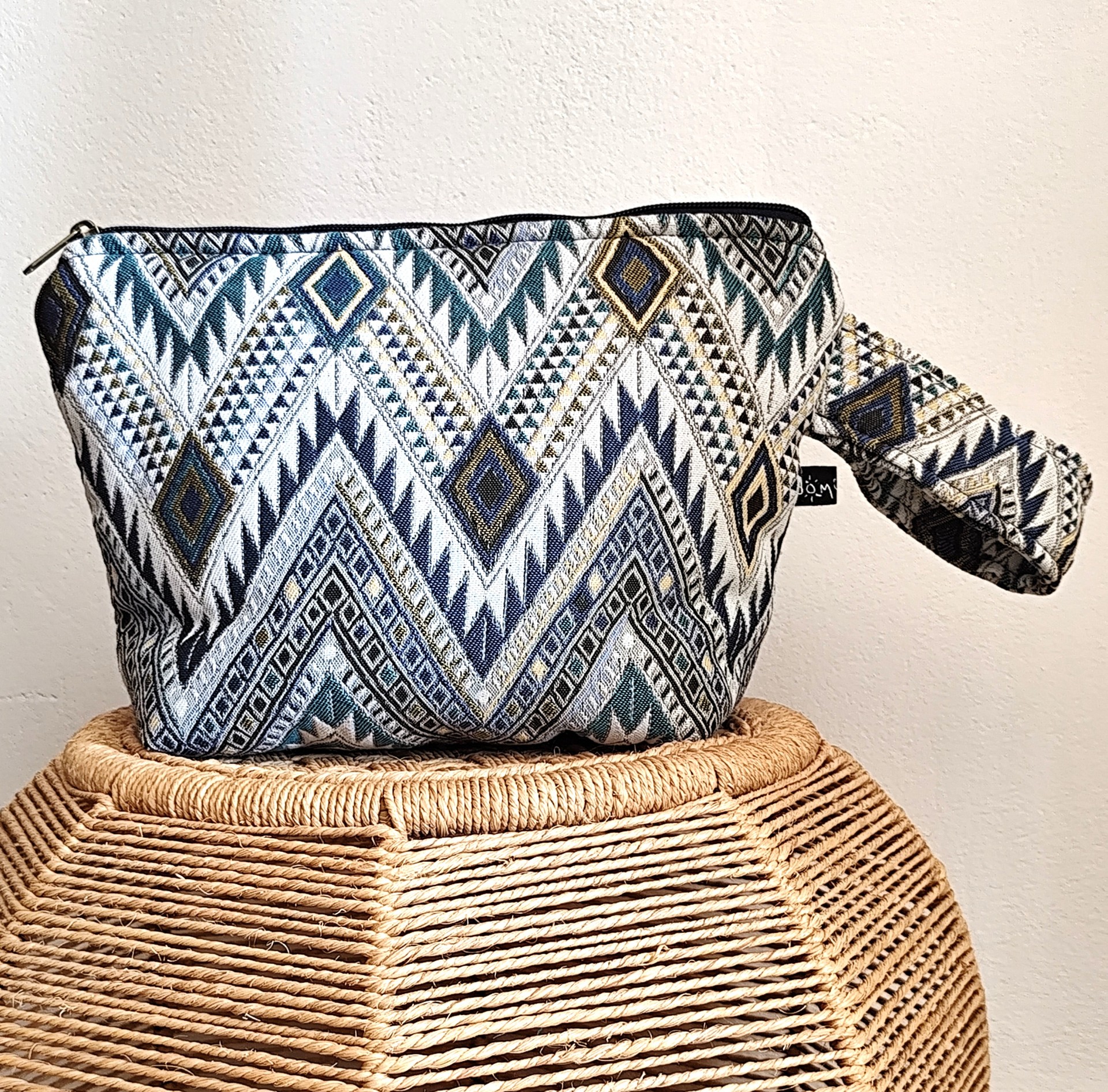 Aztec – Blue Gold Pouch Bag Medium